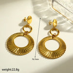 Sun Pattern Electroplated Stud Earrings for Women with 0.03µm PVD Coated 18K Real Gold Plated 304 Stainless Steel