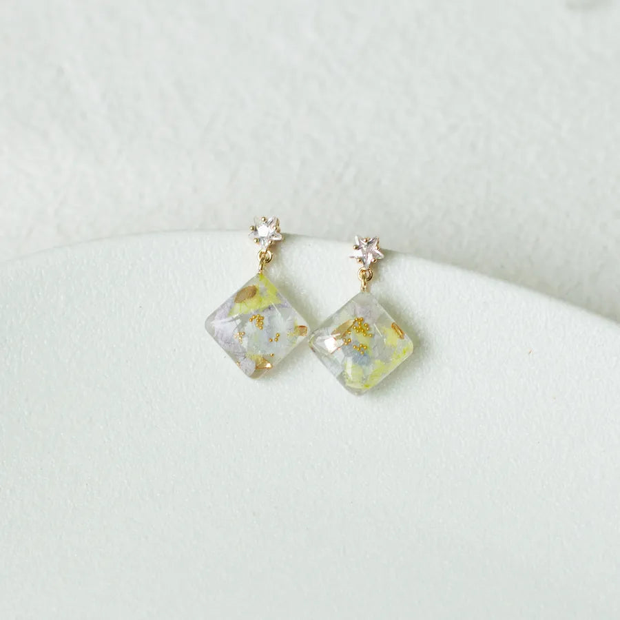 Plant Earrings For Women Featuring 925 Sterling Silver and Epoxy Resin Inlay
