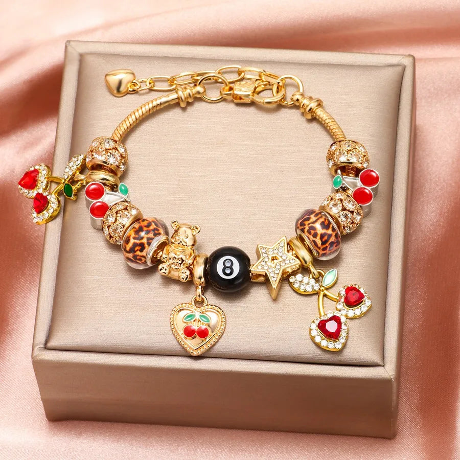 Pan's DIY Blue Devil's Eye Glass Inlaid Diamond Star Bracelet Exquisite Matching Trendy Personality Bracelet Wholesale