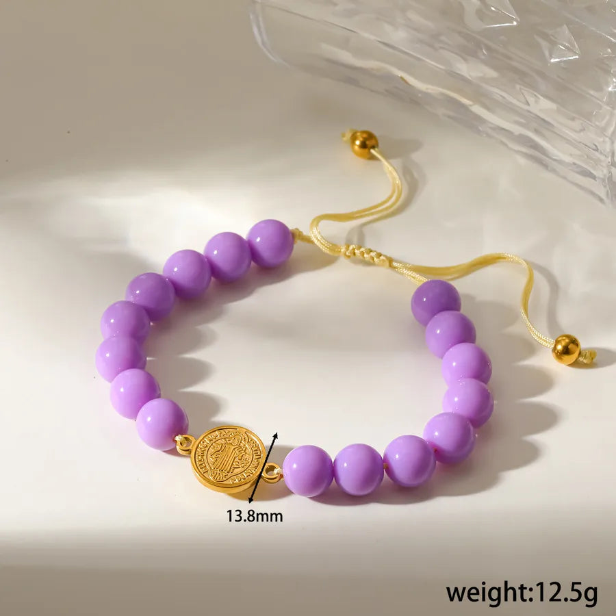 Women’s Electroplated Cross Bracelet in 304 Stainless Steel with 18K Real Gold PVD Coated Beaded Chain