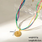 Women’s Electroplated Cross Pendant Necklace in 18K Gold Plated 304 Stainless Steel with Zircon and Twisted Rope Chain