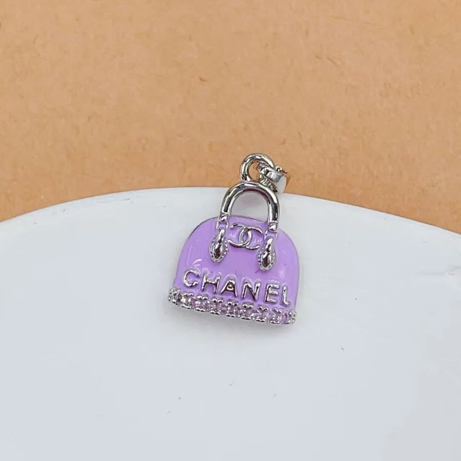 Copper Letter Pendant with Zircon Inlay Featuring Enamel Craftsmanship