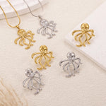 Octopus Jewelry Set for Women in Silver Featuring 304 Stainless Steel with Electroplated Gold Plating, 2 Pieces Set