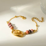 Women’s Electroplated Pig Nose Mariner Link Bracelet in 304 Stainless Steel with 18K Real Gold PVD Coated Cable Chain