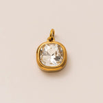 Style Colorful Stainless Steel Birthstone Pendant Women's DIY Necklace Accessories Twelve Birthstones 18K Gold Plated