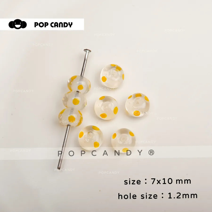 Handmade Polka Dots Glass Beads for Jewelry Making Featuring Glass Bead Inlay in Colour