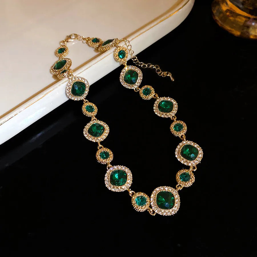 Round White Necklace for Women Featuring Alloy Pendant Material with Rhinestone Inlay