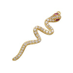 Snake Pendant in Copper with Rhinestone Inlay, Electroplated Finish, Available in Gold