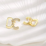 Elegant Gold Copper Stud Earrings for Women with Zircon Inlay