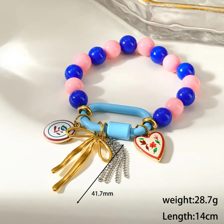 Sun Electroplated Bracelet for Women in 304 Stainless Steel with 18K Real Gold Plated PVD Coated Beaded Chain