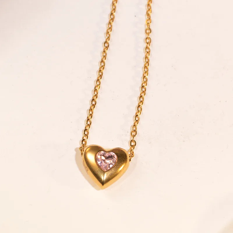 New Women's Stainless Steel Necklace Fashionable  High-End Embellished Colorful Diamond Clavicle Chain Sweater Chain Jewelry