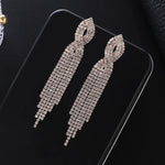 fashion geometric rhinestone tassel artificial gemstones women's drop earrings 1 pair