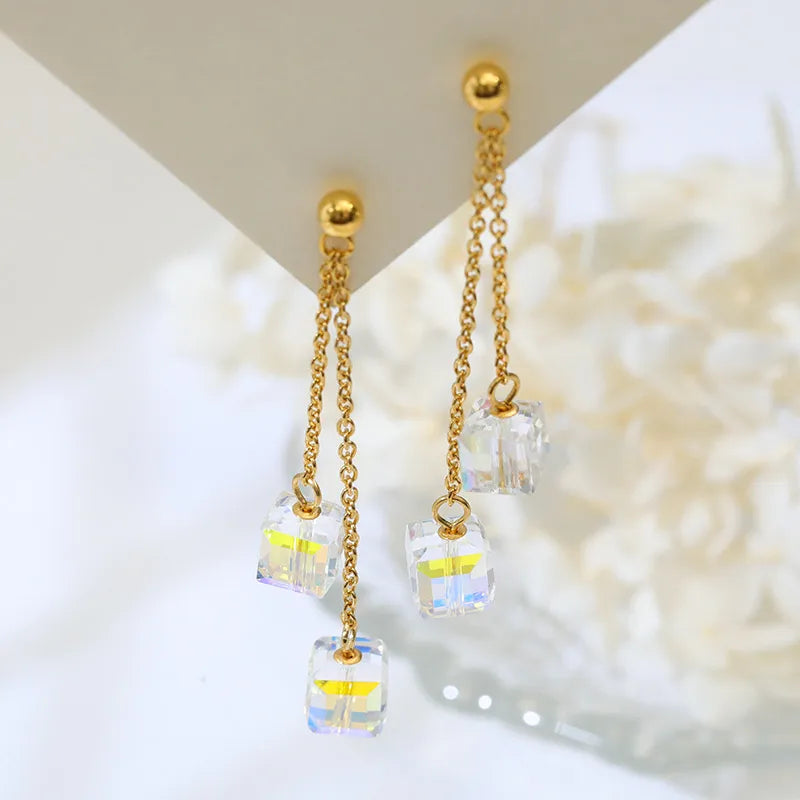 Acrylic Multi Charms Earring Findings with Crystal Inlay, Featuring Crystal Pattern for Commute Style Jewelry Accessories