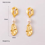 925 Silver Pearl Earrings Women's Long Vintage Irregular Baroque Design Geometric Pattern Polished Surface Elegant And Glorious