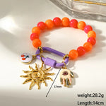 Sun Electroplated Bracelet for Women in 304 Stainless Steel with 18K Real Gold Plated PVD Coated Beaded Chain