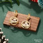 1 Pair Elegant Leaf Round Heart Shape Inlay Alloy Copper Rhinestones Zircon 14K Gold Plated Drop Earrings