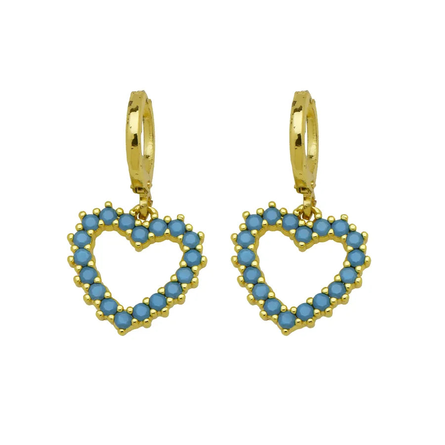 Heart Shape Earrings For Women Featuring Copper Ear Pins and Zircon Inlay