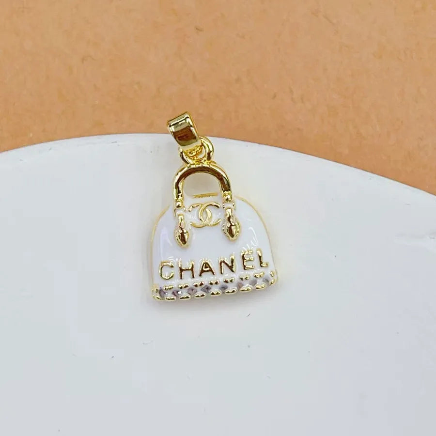 Copper Letter Pendant with Zircon Inlay Featuring Enamel Craftsmanship