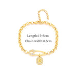 Waterproof Non Tarnish Bracelets for Women with 18K Gold Plated 201 Stainless Steel, Zircon Inlay, Round Pearl Chain