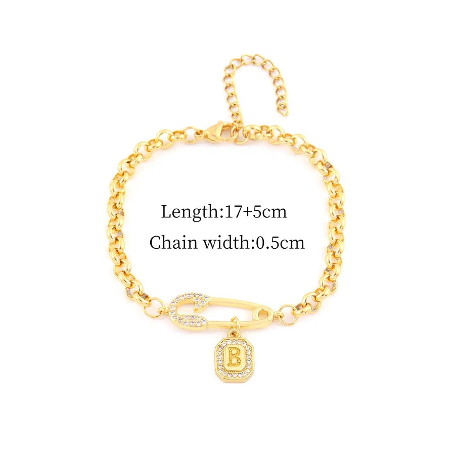Waterproof Non Tarnish Bracelets for Women with 18K Gold Plated 201 Stainless Steel, Zircon Inlay, Round Pearl Chain