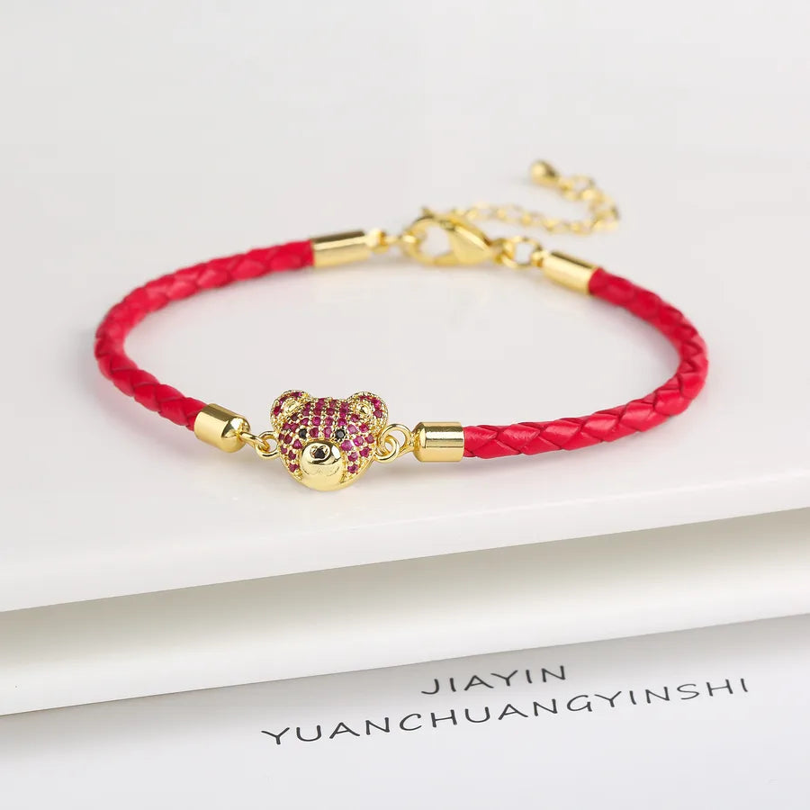 Vacation Simple Style Bear Pu Leather None String Bracelets Wholesale