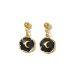 Three-dimensional Moon Drop Earrings for Women with 304 Stainless Steel Posts and 18K Real Gold PVD Coating